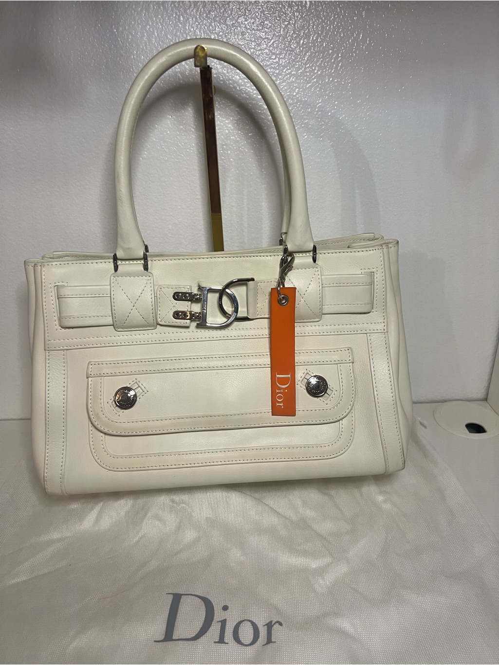 Christian Dior Flight Leather Shopper Satchel Bag